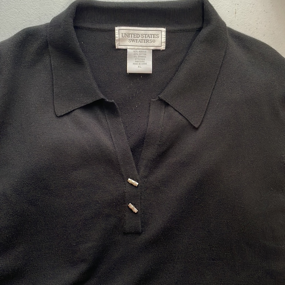 United States Sweaters Black V Neck Sweater - Picture 4 of 6